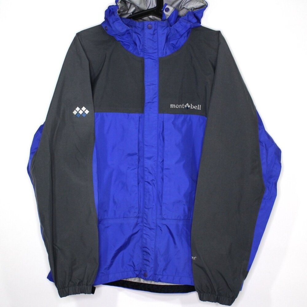 Montbell Mens XL Storm Hunter Goretex Nylon Spell Out Sealable Hood Jacket B908